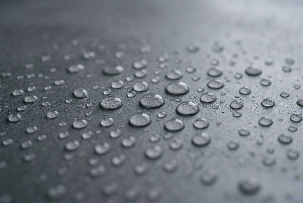 Dichtes, wasserabweisendes Betongefüge mit stark reduzierter Kapillarporosität.